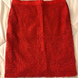 The Limited Red Lace Pencil Skirt, Size 8